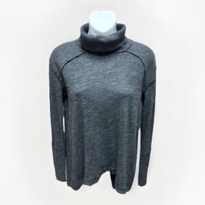 Free People Turtleneck Sweater Womens Size XS Gray Cottage Core Split Back Boho